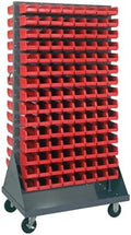 Quantum Storage Systems QMD-36H-220RD Mobile Double Sided Gray Louvered Rack System with Bins, 36" L x 25" W 72" H, Red by QuantumStorageSystems