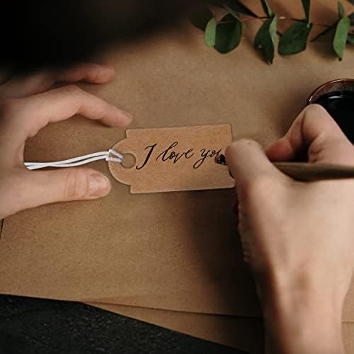 200 Pcs Price Tags, Small Tags with Elastic String, Jewelry Price Tag Writable Kraft Gift Tag for Christmas Gift Clothes Jewelry Stocking Stuffers (Brown,1.02×0.47inch) (Pack of 2) - Image 4