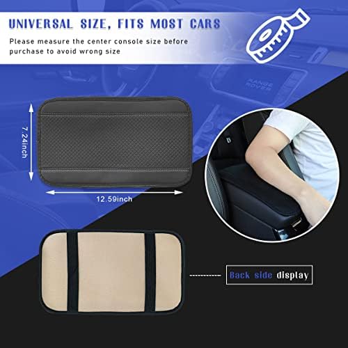 Ziciner Leather Car Center Console Armrest Pad, PU Waterproof Auto Seat Box Cover Protector, Hand Rest Cushion Protection Pad, Vehicles Interior Accessories Universal for Truck,SUV (Gray A) - Image 2