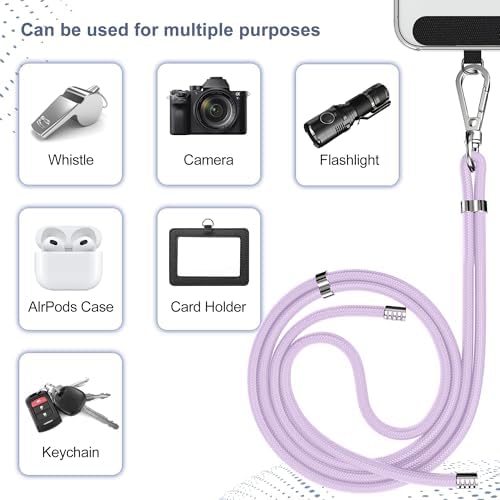 takyu Phone Lanyard, 2 Pack Adjustable Cell Phone Lanyard Crossbody Neck Strap & 2 Pack Phone Wrist Strap with Tether Tabs Compatible for iPhone Android Smartphones-Black Purple - Image 4