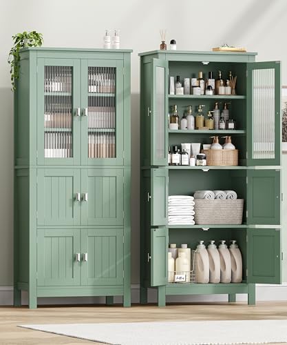 Akxomel 53.1" Tall Bathroom Cabinet 6 Doors Linen Floor Storage Cabinet - Image 5
