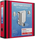 Staples Better Binder, 4 Inch D-Ring, Red, Reinforced Spine by Staples