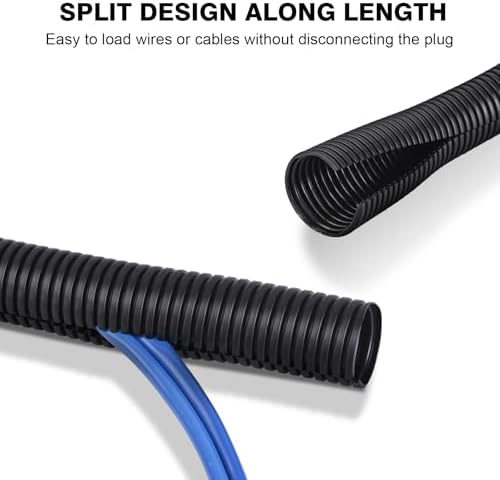 10FT - 1/4 Inch Split Wire Loom with Installation Tool - Black - Image 2