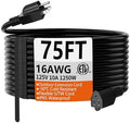 HUANCHAIN Black Extension Cord 75 FT, 16 Gauge, Outdoor Electric Cable by huanchain