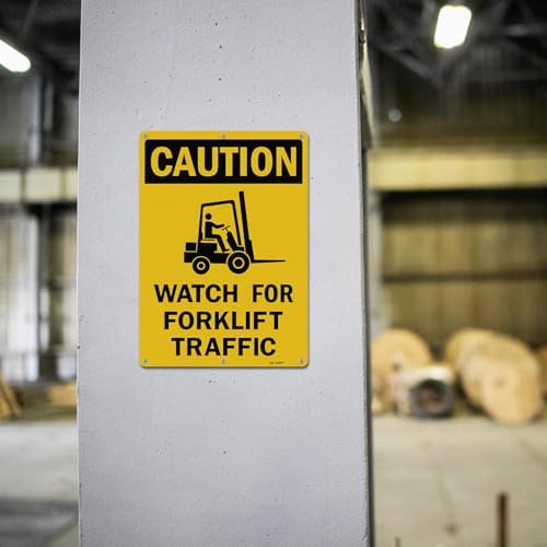 T&R Large Watch For Forklift Traffic Sign - 2 Pack - 14 x 10 Inches Rust Free .040 Aluminum Reflective - UV Protected, Waterproof and Fade Resistant - 6 Pre-drilled Holes - Image 6