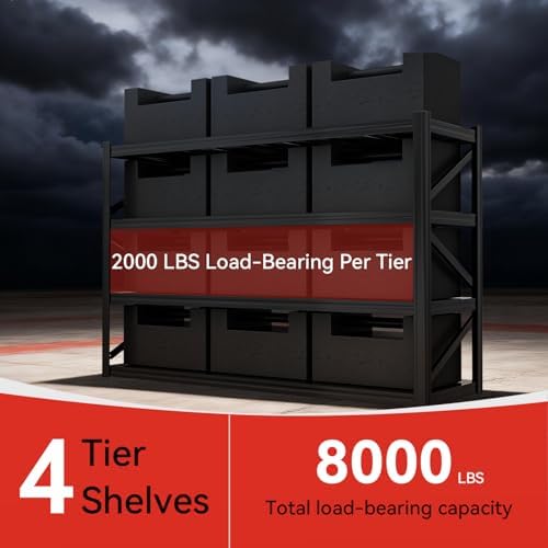 4-Tier Heavy Duty Garage Shelving, 8,000 lbs Capacity Adjustable Metal Storage Shelving Unit for Garage, Basement, Warehouse & Workshop, 71" W x 24" D x 71" H - Image 4