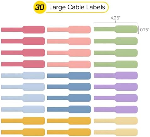 Wrap-It Storage Cable Labels - Large, Macaron (30-Pack) - Image 4