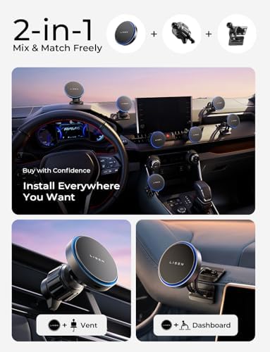 LISEN 15W MagSafe Car Mount Charger for iPhone 18 Pro Max, [Light Pink] Magnetic Wireless Car Charger, Dashboard & Air Vent Car Phone Holder Mount for iPhone 17-12, Samsung, Car Accessories for Women - Image 3