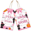 Halloween Pink Gift Tags with String, 50PCS Hanging Tags for Gift Wrapping, Halloween Thank You Labels for Friendsgiving, Party Favors, Bakery Packaging, DIY Crafts - A04 by Yhtmbf