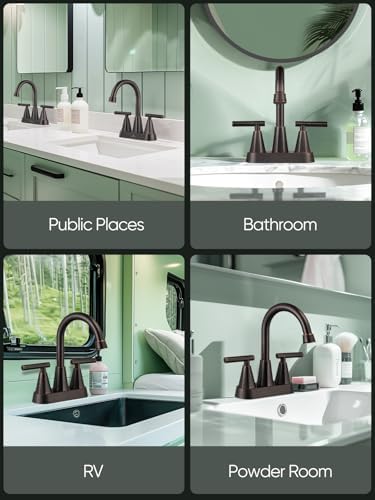 Cobbe Bronze Bathroom Faucets, Centerset Bathroom Sink Faucet, 2 Pack - Image 6