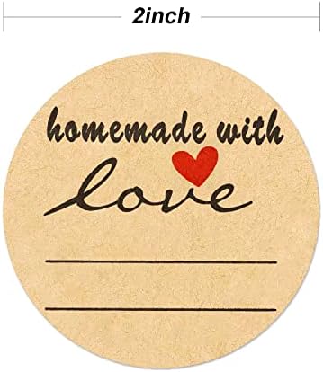 2" Homemade with Love Stickers, 500 Pcs Kraft Jar Canning Label Stickers for Baked Packaging, Cookie Bags, Fudge Containers, Store Owners, Crafts, Organizing, Price Tags - Image 2