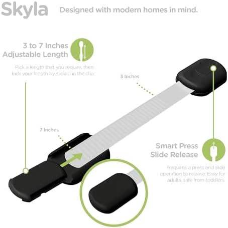 SKYLA HOMES Child Safety Cabinet Locks, Black, 2 Pack - Image 5