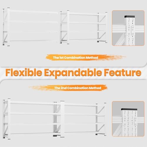 48” Wide Heavy Duty Metal Garage Shelving, White Steel Storage Shelf - Image 5