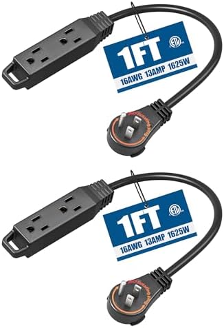 DEWENWILS 360° Rotating Flat Plug Extension Cord, 1FT 16/3C, ETL Listed by DEWENWILS