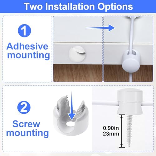 SmallCat 3 Sets Charger Holders for Cords, White Cord Holder for Nightstand - Image 2