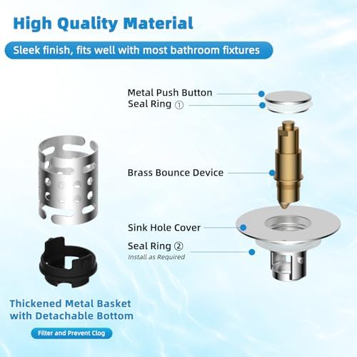 Universal Bathroom Sink Drain Stopper Hair Catcher, Chrome - Image 6