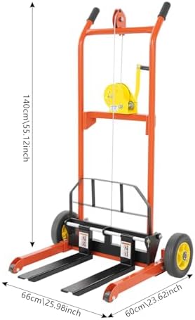 Hydraulic Material Lift Winch Stacker, Pallet Truck Dolly, Adjustable Stacker Fork Lift, 330 Lbs 40" Max Lift with 9" Casters, Removable Lifting Platform for Warehouse, Factory, Workshop - Image 2