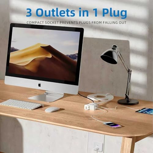 TiFFCOFiO Indoor Extension Cord, 2 Prong 10 Feet Extension Cord, 3 Polarized Outlets with Safety Slide Windows,13A/1625W, 16 AWG, 2 Packs (10FT 2 Pack) - Image 6