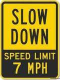 New Warning Signs Metal Tin Sign -Aluminum Slow Down - Speed Limit 7 Mph, Heavy-Duty Road Outdoor Industrial Sign 12x8 Inches Warning Signs Prompt Signs by Eletina