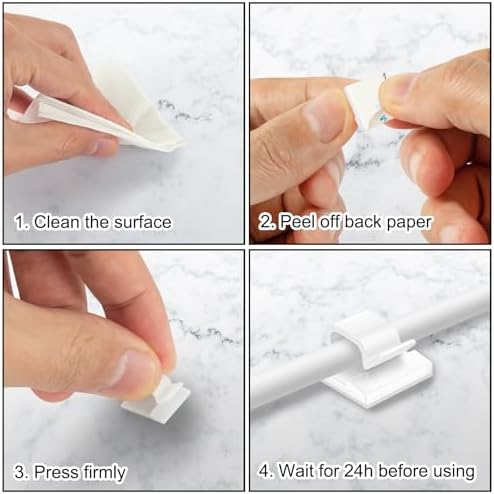 200 Pcs Cable Clips, Adhesive Cable Organizer Cord Holder Wire Clip Wire Management Self Adhesive Hooks Wire Holder for Office, Home(White, 200PCS) - Image 5