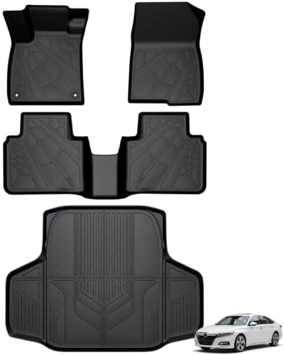 Floor Mats for Honda Accord Sedan 2018-2022 (Include Hybrid), All Weather TPE Protection Floor Liners Accessories, 1st & 2nd Row & Cargo Liner by Partzer