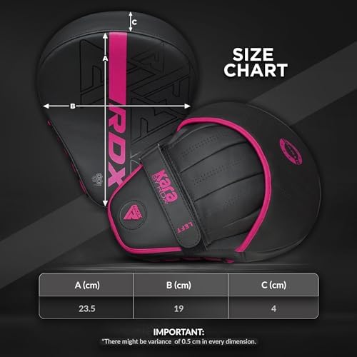RDX Boxing Pads Curved Focus Mitts, Maya Hide Leather Kara Hook and jab Training Pads, Adjustable Strap Ventilated, MMA Muay Thai Kickboxing Coaching Martial Arts Punching Hand Target Strike Shield - Image 6