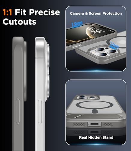 Temdan Magnetic Compatible with iPhone 16 Pro Max Case, [Built-in Invisible Kickstand][Compatible with MagSafe] [Military Grade Shockproof] Slim Translucent Matte Phone Case for iPhone 16 Pro Max 6.9" - Image 6