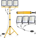 50000Lumen LED Work Lights with Stand - 3 Head Portable Work Light with IP65 Waterproof, Adjustable Stand, 16ft Cord for Construction Sites, Garage, Warehouse Lighting - Indoor Outdoor by TEXTHELL