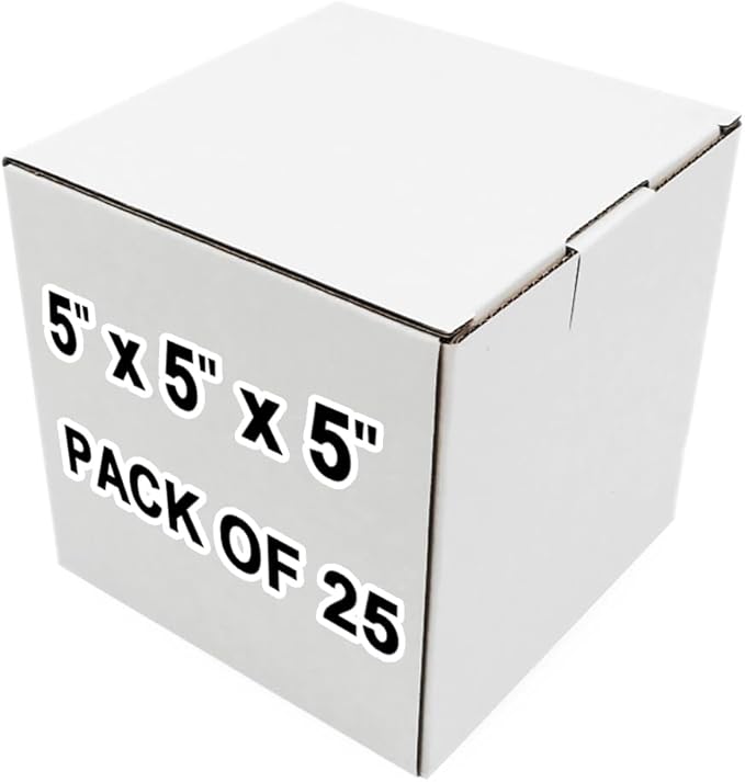 25 Pack 5x5x5 Inch Corrugated Cardboard Boxes by J.Ehonace