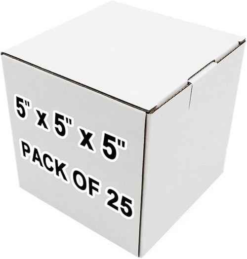 25 Pack 5x5x5 Inch Corrugated Cardboard Boxes by J.Ehonace