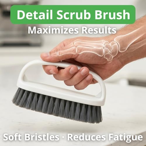 Kitchen Cabinet Cleaner and Degreaser - Plant Based Grease Remover for Wood, Painted and White Cabinets - Cleans, Restores, Protects Finishes, Streak Free, 32oz with Scrub Brush by Final Touch - Image 5