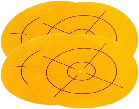 HARFINGTON 4pcs Survey Reflector Sheets 150mm x 150mm Self-Adhesive Surveying Target Mark Sticker Total Station Round Reflective Sheet Tape for Ship Inspection Tunnel Measure, Yellow by HARFINGTON