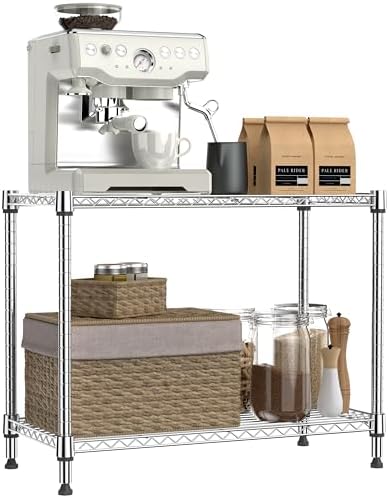 IZEUK 2 Tier Adjustable Metal Storage Shelving Unit, Heavy Duty Wire Rack Organizer for Kitchen, Living Room or Office, 220 lbs Capacity, 27.6 W x 11.8 D x 23.4 H, Chrome by IZEUK