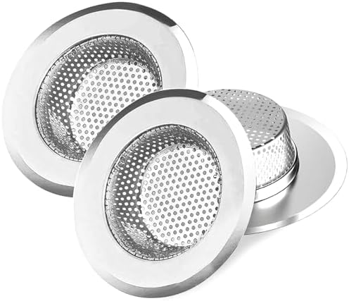 3pcs Heavy Duty Stainless Steel Slop Basket Filter Trap, 4.5" Top / 2.95" Mesh Metal Sink Strainer,Perfect for Kitchen Sink/Bathroom Bathtub Wash Basin Floor Drain Balcony Drain Hole,Utility by ArtioHipo