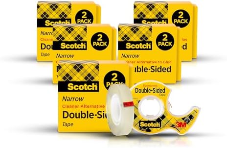 Scotch Double Sided Tape, Permanent Photo-Safe Adhesive, Clear, 1/2 inch x 500 inches per Roll, 10 Rolls (5 Packs of 2) – Scrapbooking, Crafts and Office Supplies by ScotchBrand