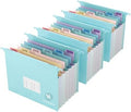 Expanding Hanging File Folders for Filing Cabinet, 7 Accordion Pockets Filing Cabinet Organizer, 1.2'' Expandable, Multi-Color Tabs, Letter Size, 50% Wheat Straw, 3 Pack (Pastel Blue) by Tbay