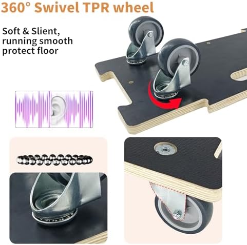 Hard Wood Mover Spliceable Dolly 550Lbs Capacity (2 Packs) 4 Wheels Heavy Duty Furniture Moving Connectable Design Dollier Upgraded Transport Roller - Image 6