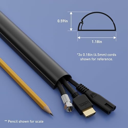 D-Line Half Round Cord Hider, Patented Cable Cover, Hide TV Wall Mount Wires, Raceway for Cords, Decorative Wire Covers, Paintable, Adhesive Cable Concealer - 2X 1.18in W x 0.59in H x 39in L - Black - Image 3