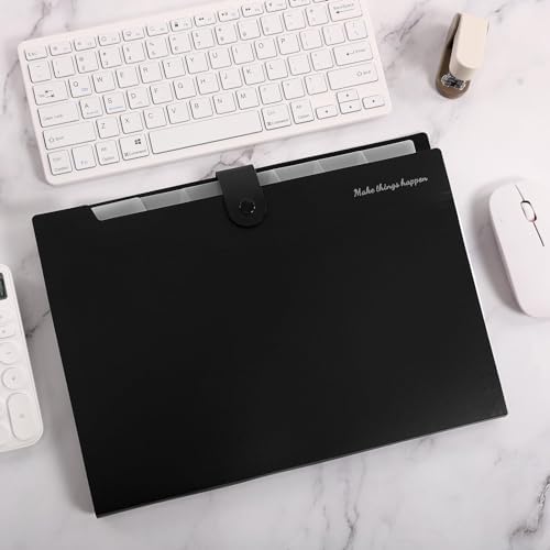 SKYDUE Expanding File Folders with Labels,8 Pockets Accordion File Organizer, Portable Document Paper Organizer, A4 Letter Size Filing Folder for Office, Pack of 4, Black - Image 5
