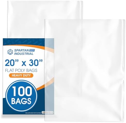 20" X 30" Open-End Flat Poly Bags (100 Count) No Adhesive Strip by SpartanIndustrial