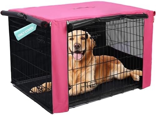 HiCaptain 42-Inch Dog Crate Cover with Mesh, Waterproof Kennel Cover, Pink by HiCaptain