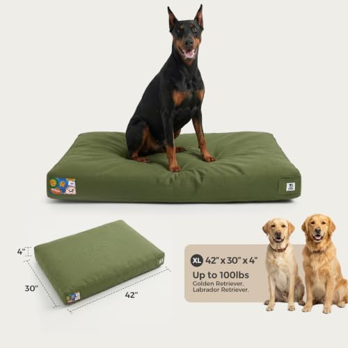 Sytopia 42 Inch Indestructible Dog Bed for Extra Large Dogs, Durable Canvas Chew Proof Dog Bed with Waterproof Machine Washable Removable Cover, Indoor Outdoor Patio Pet Pad for Crate, Green - Image 5