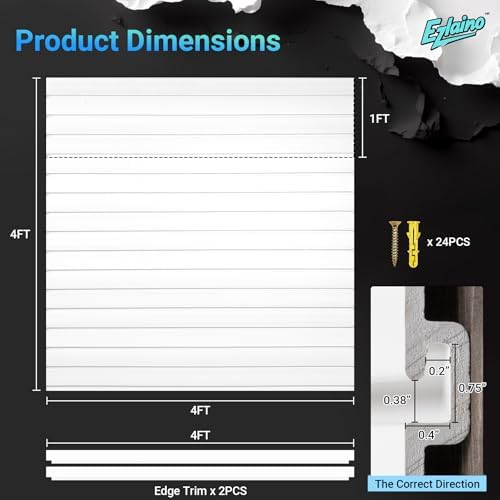 Ezlaino Slatwall 4 FT x 4 FT, PVC Slat Wall Paneling Garage Wall Organizer - Image 2