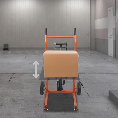 Hydraulic Material Lift Winch Stacker, Pallet Truck Dolly, Adjustable Stacker Fork Lift, 577 Lbs 36" Max Lift with 9" Casters & Straps, Removable Lifting Platform for Warehouse Factory Workshop - Image 3