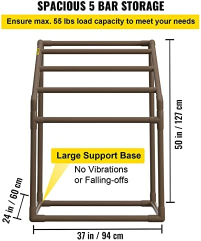 VEVOR Pool Towel Rack, 5 Bar, Brown, Freestanding Outdoor PVC Trapedozal Poolside Storage Organizer, Include 8 Towel Clips, Mesh Bag, Hook, Also Stores Floats and Paddles, for Beach, Swimming Pool - Image 3