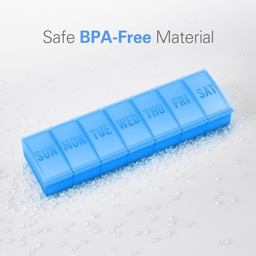 Barhon Large Weekly Pill Organizer, Big Vitamin Organizer Case for 7 Day, Travel Medicine Pill Box to Hold Various Supplements and Fish Oil, Light Blue - Image 5