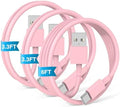 3-Pack Pink [3.3FT+3.3FT+6FT] USB A to USB C Cable，USB to USB C Car Carplay Cable for iPhone 16 15 Pro Plus Pro Max，for iPad Pro/Air/Mini，for Samsung S24/S23/S22/S21，for MacBook Pro/Air and More by JERMASAL