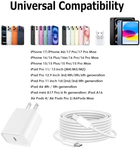 10FT iPhone 17 16 15 Fast Charger,20W iPhone 17 Charger Fast Charging USB C - Image 7
