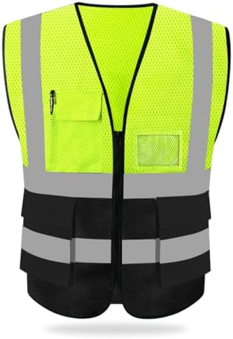 HYCOPROT High Visibility Mesh Safety Reflective Vest with Pockets and Zipper, Meets ANSI/ISEA Standards by HYCOPROT