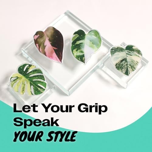 OnTheGrip Cute Acrylic Tropical Leaf Design Collapsible Expandible Mobile Phone Grip Stand Holder for Smartphone Tablet Cell Phone Accessory (Adhesive Type, Monstera Borsigiana) - Image 3